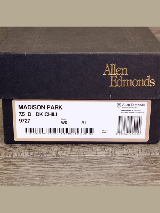* NIB * $395 Allen Edmonds MADISON PARK 7.5 D Dark Chili * add $15 new Trees main image 4